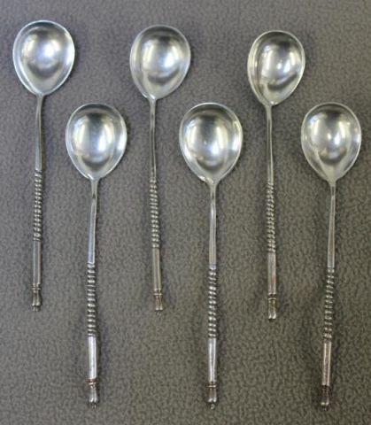 Set of 6 Russian Silver Spoons.With