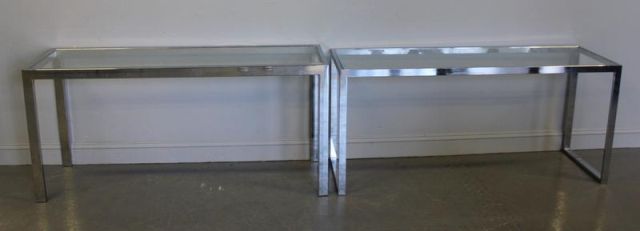 Pair of Chrome Midcentury Consoles From 160207