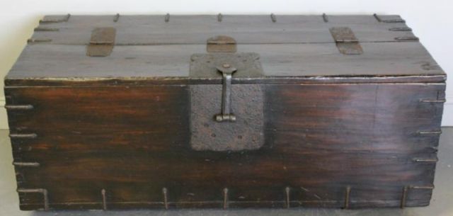 Antique Chinese Iron Bound Trunk.From