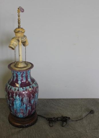 Chinese Fahua Ceramic Lamp.On a