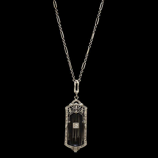 14k Art Deco Rock Crystal and Diamond 160319