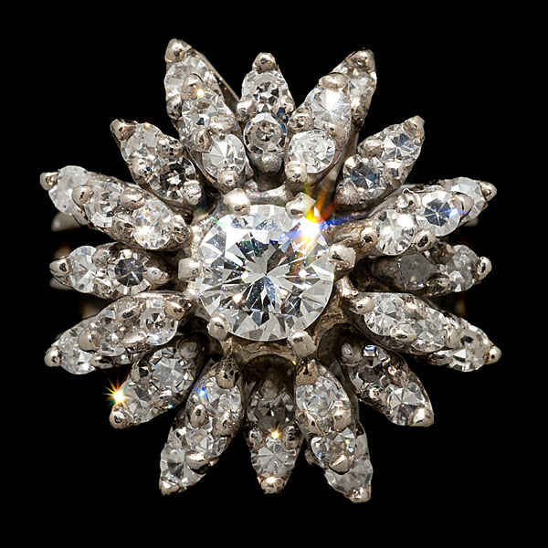 14k Vintage Diamond Floral Cluster