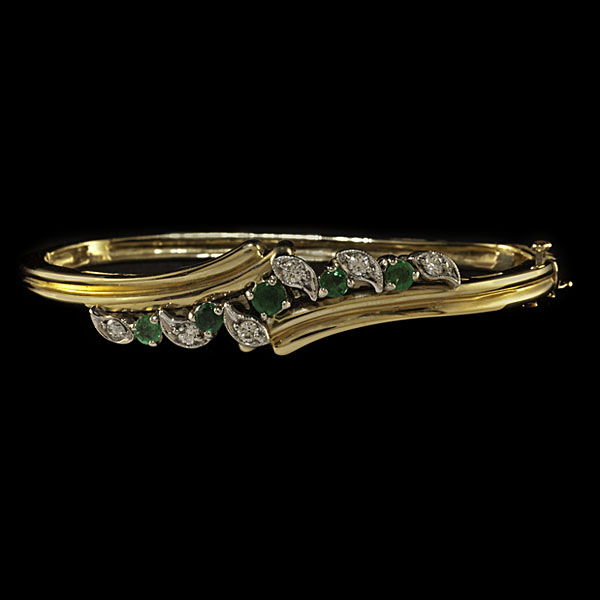 14k Emerald and Diamond Bracelet