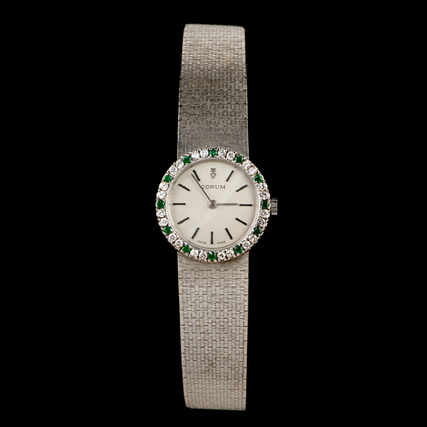 18k Corum Diamond and Emerald Watch