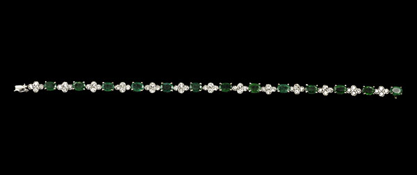 14k Emerald and Diamond Line Bracelet 160324