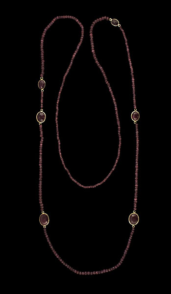 Silver Gilt and Ruby Bead Necklace