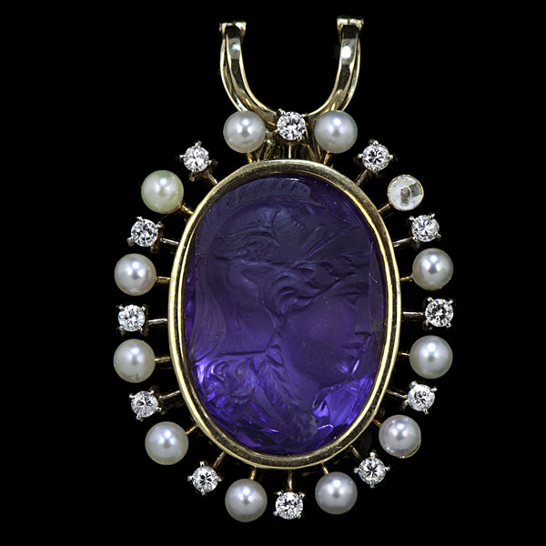 14k Carved Amethyst Pendant 14k 160363