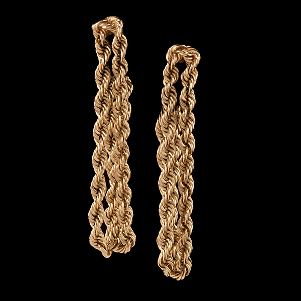 14k Yellow Gold Rope Earrings 14k 16036e