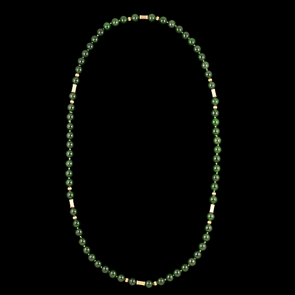 Dyed Green Nephrite Necklace Strand 16037c