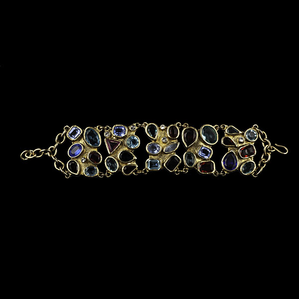 Faceted Glass Link Bracelet Costume 1603df