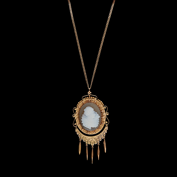 Victorian 14k Agate Cameo Pin/Necklace