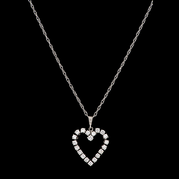 14k Diamond Heart Pendant 14k white