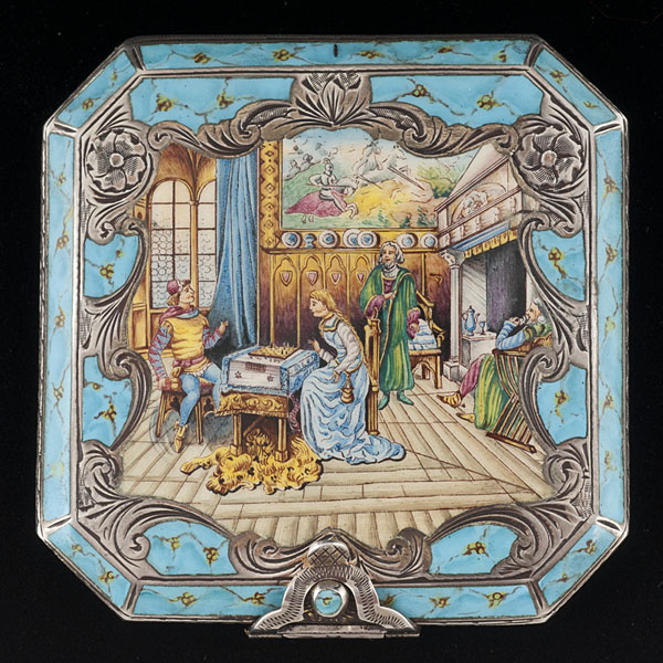 Silver Compact with MIniature Painting