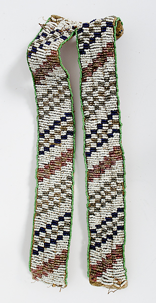 Sioux Beaded Hide Arm Bands sinew sewn 16062e