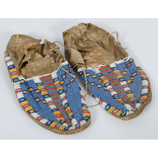 Sioux Beaded Hide Moccasins sinew sewn 160639