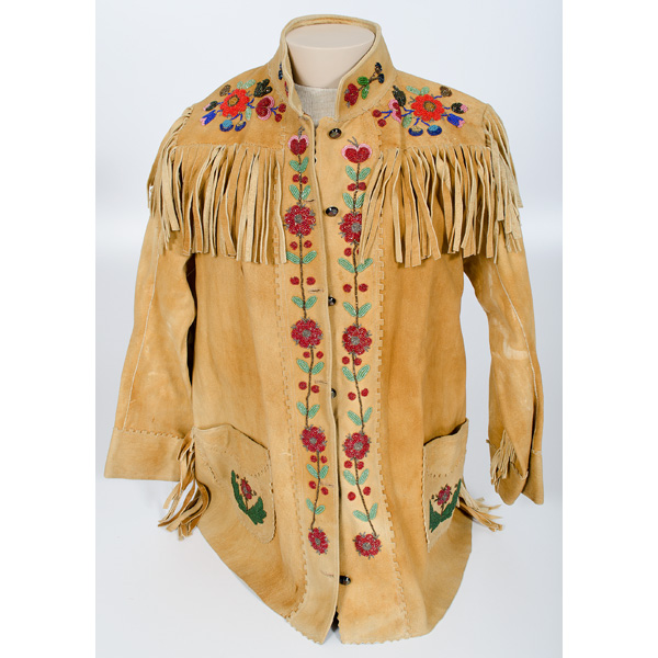 Cree Beaded Hide Jacket thread-sewn