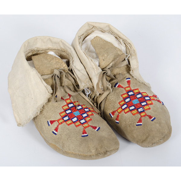 Northern Plains Beaded Hide Moccasins