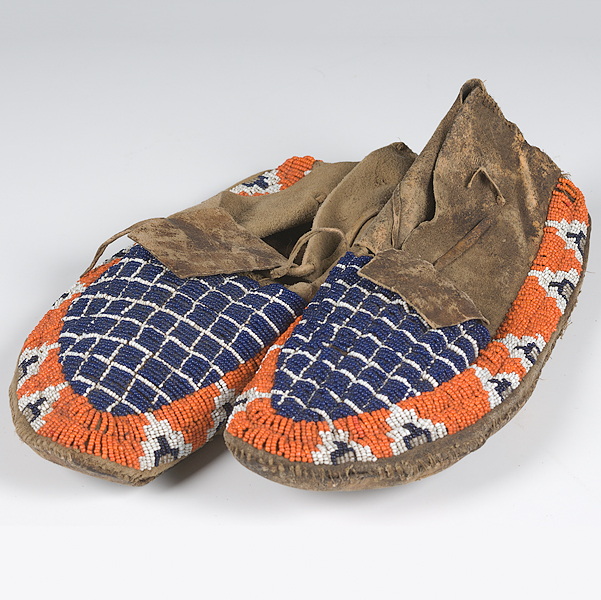 Northern Plains Beaded Hide Moccasins