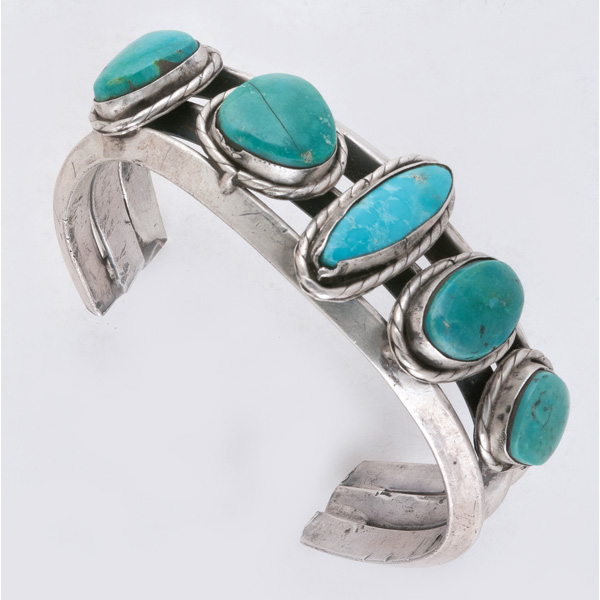 Navajo Silver Bracelet with five