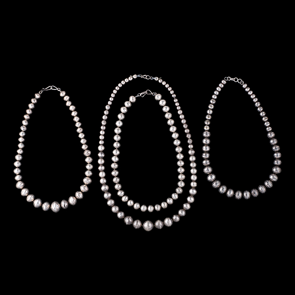 Navajo Silver Bead Necklaces Collected 16066a