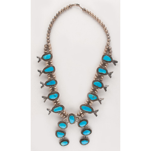 Navajo Turquoise and Silver Squash Blossom