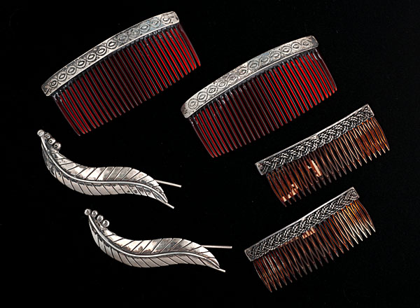 Navajo Silver Barrettes and Decorated 1606a1