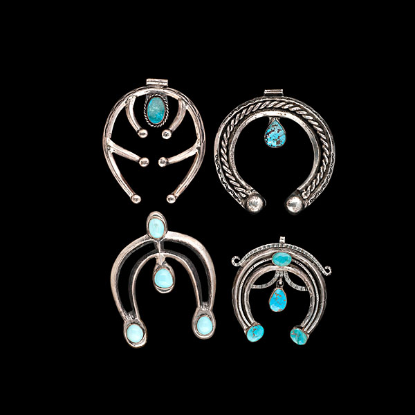 Navajo Silver Najas with Turquoise 16069a