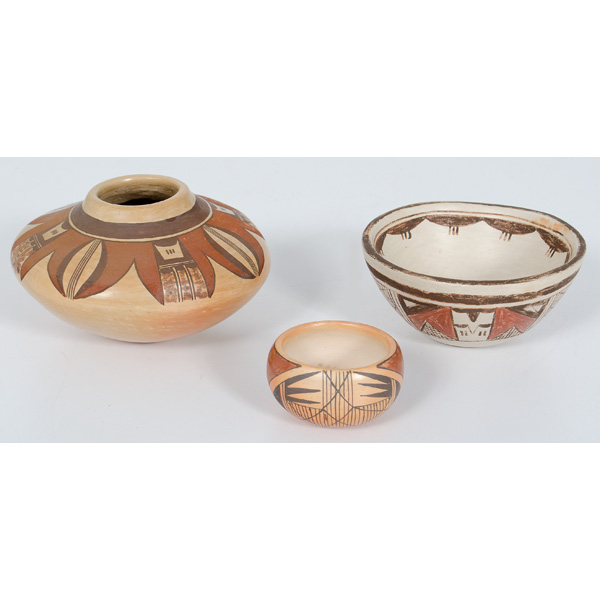 Nampeyo Family Pottery lot of 3 1606c1
