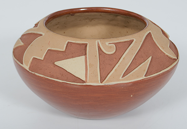 San Juan Carved Redware Bowl unsigned