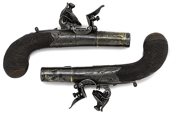 Pair of Box Flintlock Pistols by 1607d4