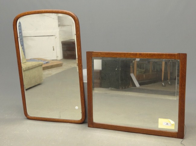 Lot two oak mirrors with beveled