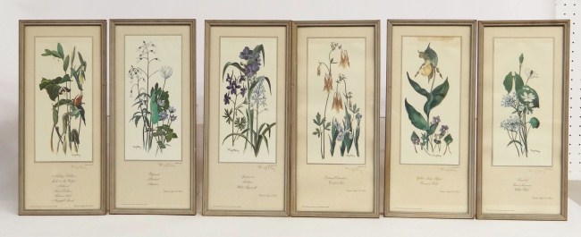 Set of six Ray Harm floral prints.