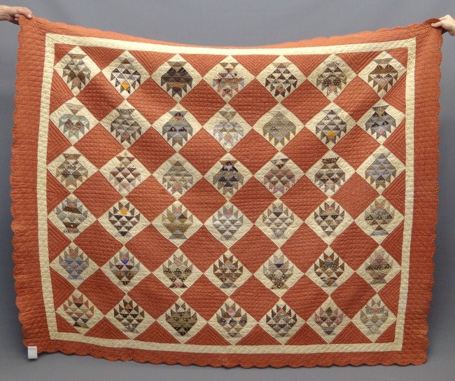 19th c flaming baskets quilt with 162fcb