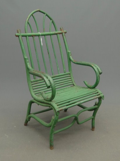 Early bentwood chair in old green