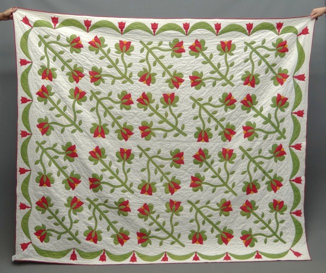 19th c tulip applique quilt with 163004