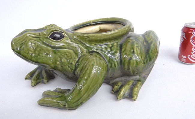 Pottery frog planter. 17 Length 8