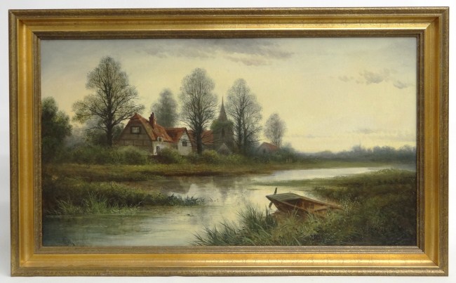 19th c oil on canvas landscape 163018