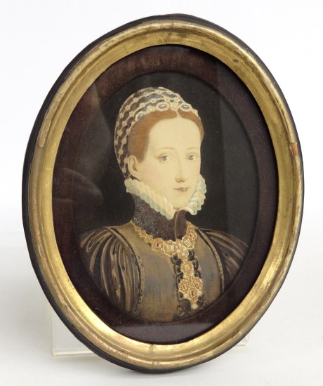 19th c. oval pastel Mary Queen of Scots.