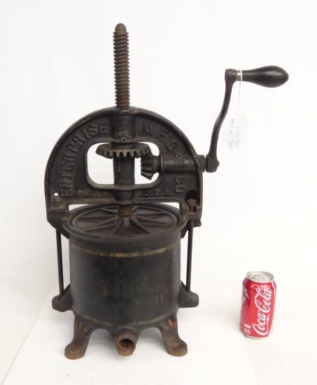 19th c. cast iron Enterprise fruit press.