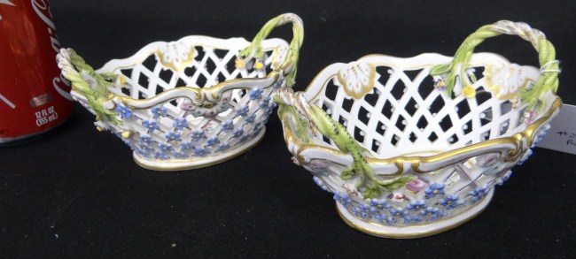 Pair Meissen reticulated porcelain 16305c