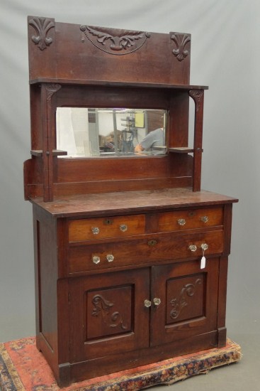 Victorian oak server with mirror  16306d