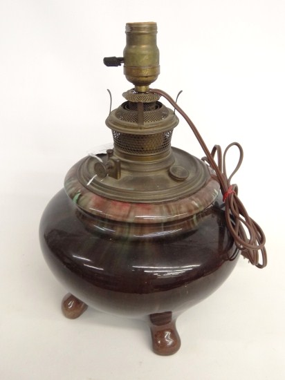 Art pottery base lamp with marked