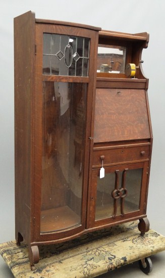 Victorian oak desk/china cabinet.