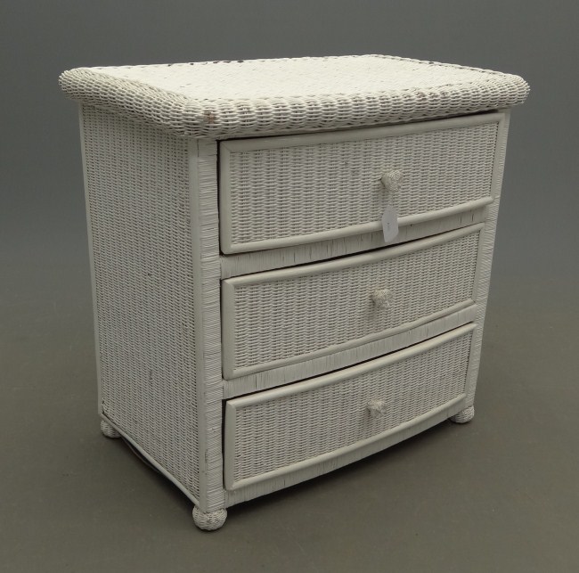 Wicker three drawer chest. 33 W 20