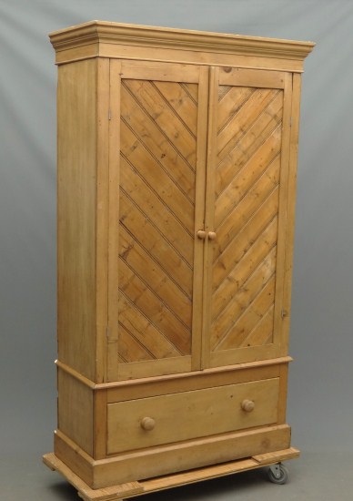 Scrubbed pine three part armoire  163112