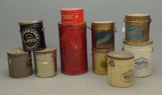 Collection of 10 various early tins