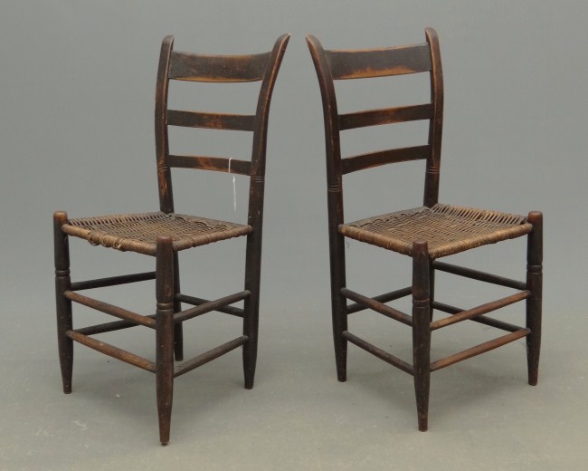 Pair 19th c. woven seat chairs. 17