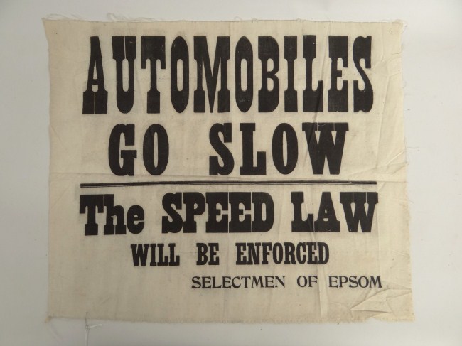 Cloth trade sign Automobiles Go Slow....Selectman