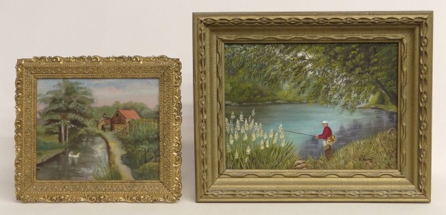 Lot two paintings including man 163195