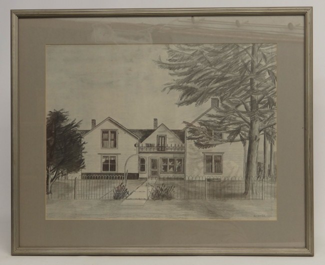 Drawing house signed illegibly H...